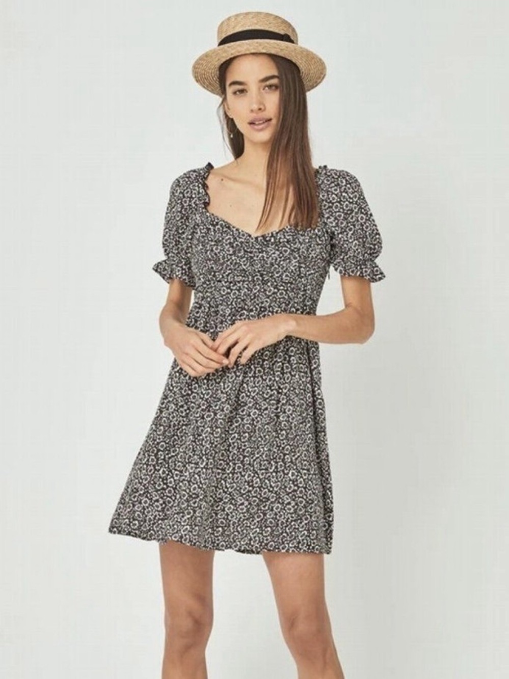 Auguste The Label Marlowe Mini Dress | Chocolate Brown Floral | US 6